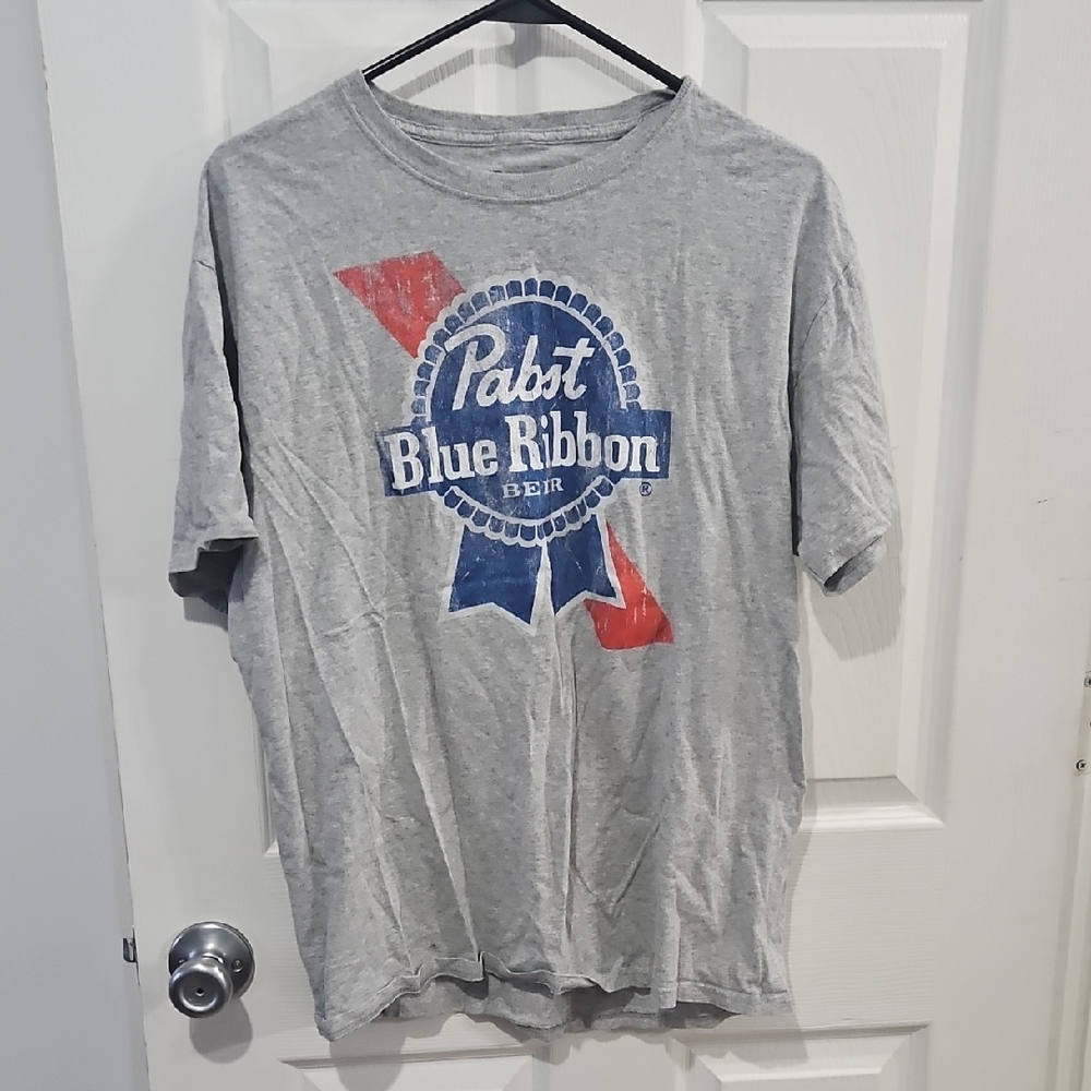 Pabst Blue Ribbon Gray T-Shirt‎ for Men Size Large